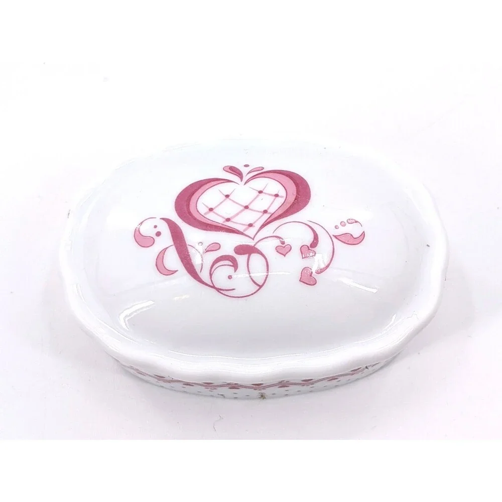 Ceramic Hearts 1989 Enesco True Love Bridal Wedding Jewelry Dish Trinket Box